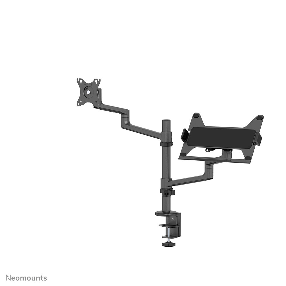 Neomounts NEXT Lite DS20-425BL2 Support d'écran à fixer avec support pour ordinateur portable 17-27" - 0-8 kg - modèle T-Rex peu encombrant - emballage 100 % sans plastique - universel - noir
