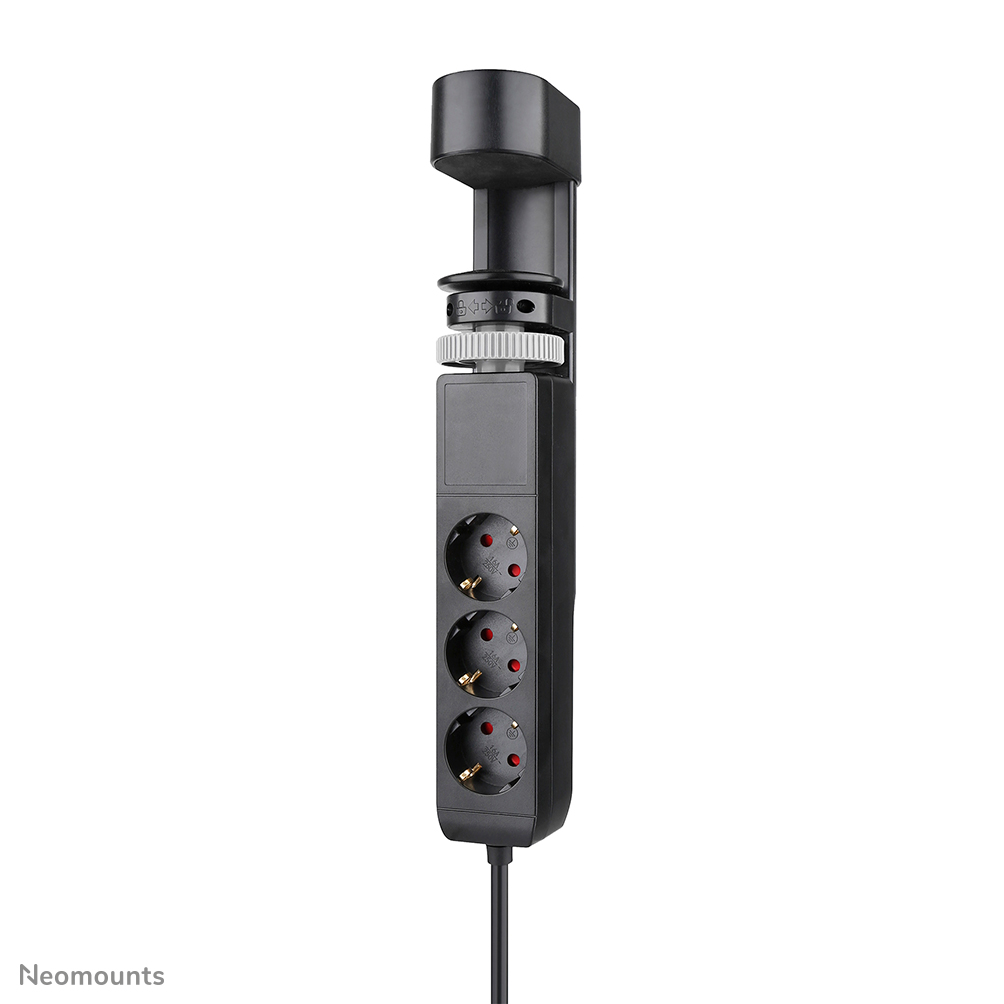 Neomounts VOLT DS22-840BL6 Multiprise de bureau avec pince - 2 x USB-C (20W), 1x USB-A (18W), 3 x 230V. prise Type F 3680 Watt- cordon de 1,4 m - charge rapide - noir