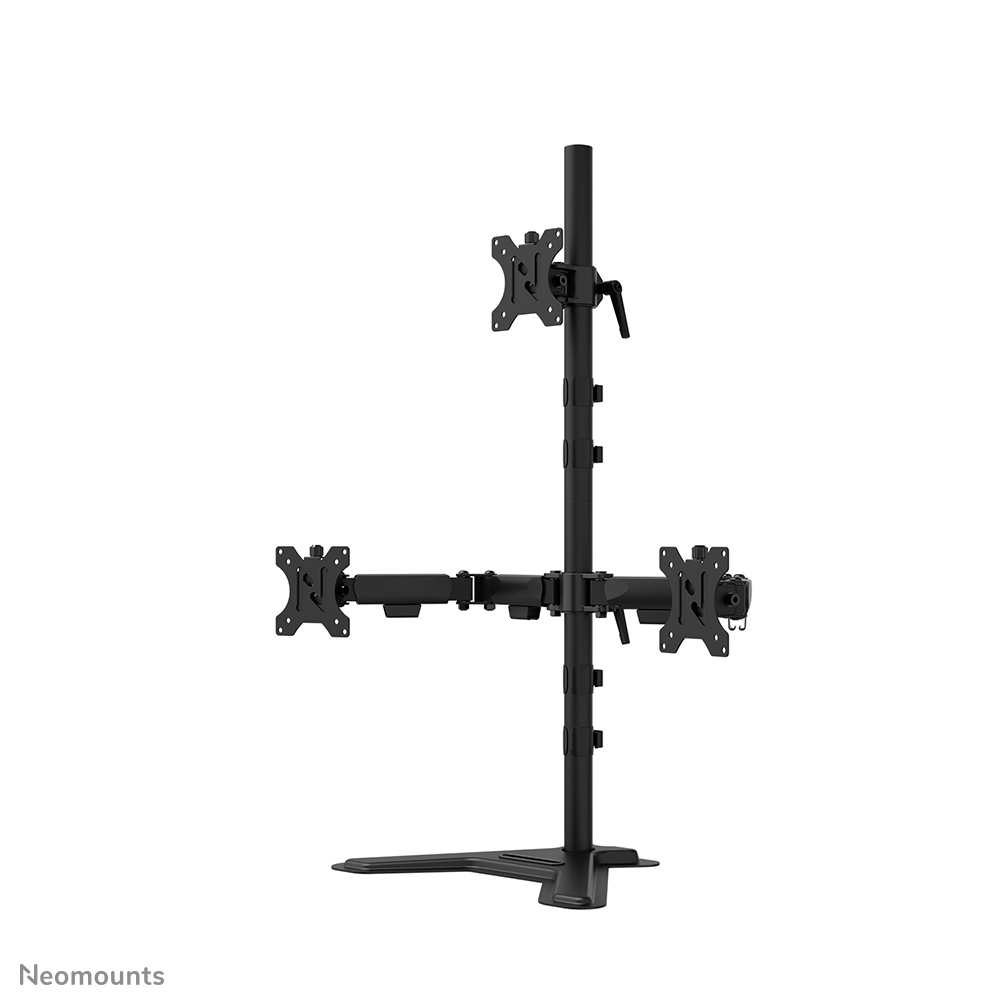 Neomounts DS45-600BL2-1 Support de moniteur triple - 10-32" - 0-5 kg | 11 lbs (3x) - inclinable à 90° - rotatif à 360° - pivotant à 180° - VESA 75x75 - butée à 180° - Noir