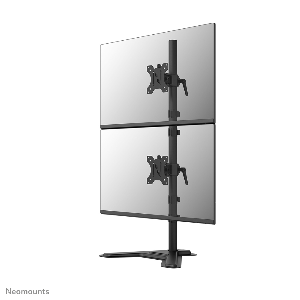 Neomounts DS45-600BL2V Support de moniteur double - 10-32" - 0-9 kg | 19,8 lbs (2x) - inclinable à 90° - rotatif à 360° - pivotant à 180° - VESA 75x75 - Noir