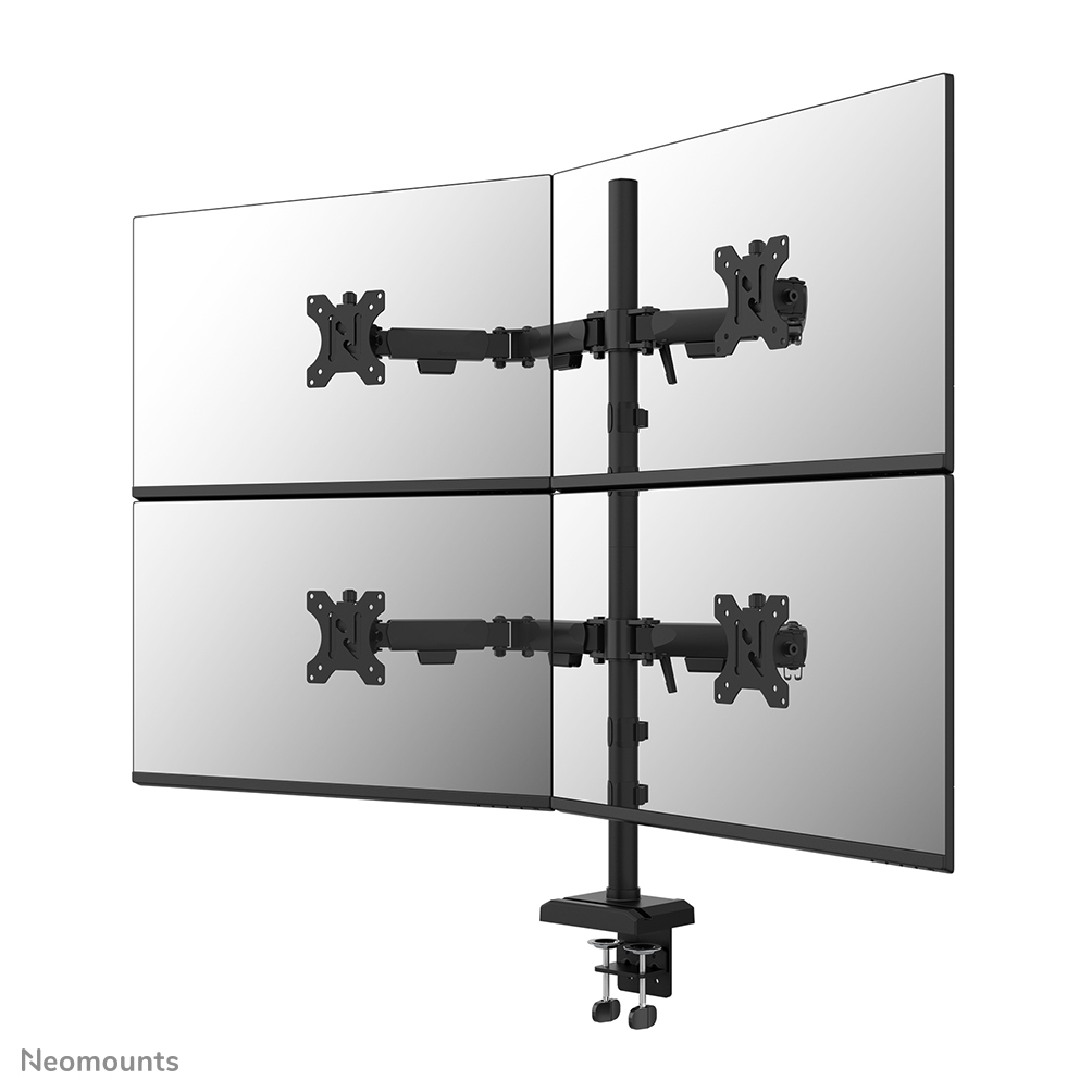 Neomounts DS60-600BL2-2 Bras de moniteur quadruple - 10-32" - 0-8 kg | 17,6 lbs (4x) - inclinable à 90° - rotatif à 360° - pivotant à 180° - VESA 75x75 - butée à 180° - Noir