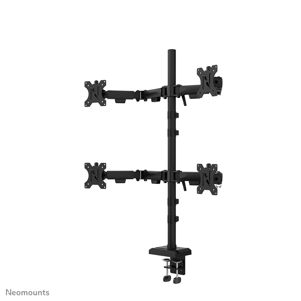 Neomounts DS60-600BL2-2 Bras de moniteur quadruple - 10-32" - 0-8 kg | 17,6 lbs (4x) - inclinable à 90° - rotatif à 360° - pivotant à 180° - VESA 75x75 - butée à 180° - Noir