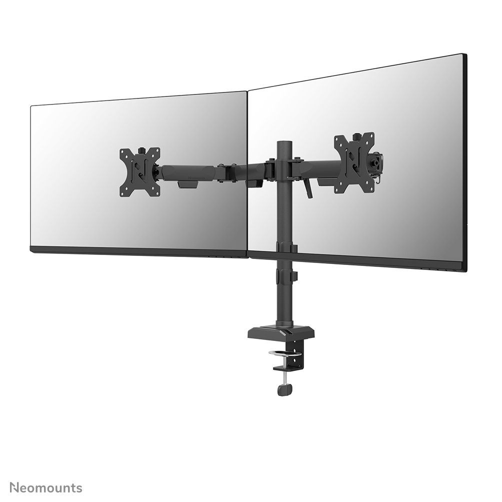 Neomounts NERO DS60-600BL2 Support à fixer pour écran double 10-32" - 0-8 kg/écran - Quickfix - arrêt 180° - emballage 100 % sans plastique - noir