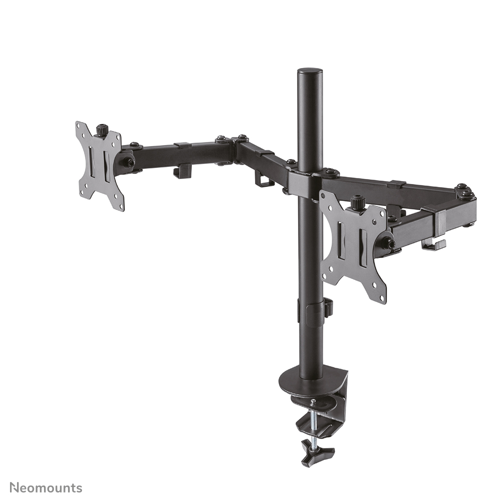 Le support de bureau Neomounts, modèle FPMA-D550DBLACK, est un montage inclinable, pivotant et rotatif, pour 2 écrans plats jusqu'à 32".