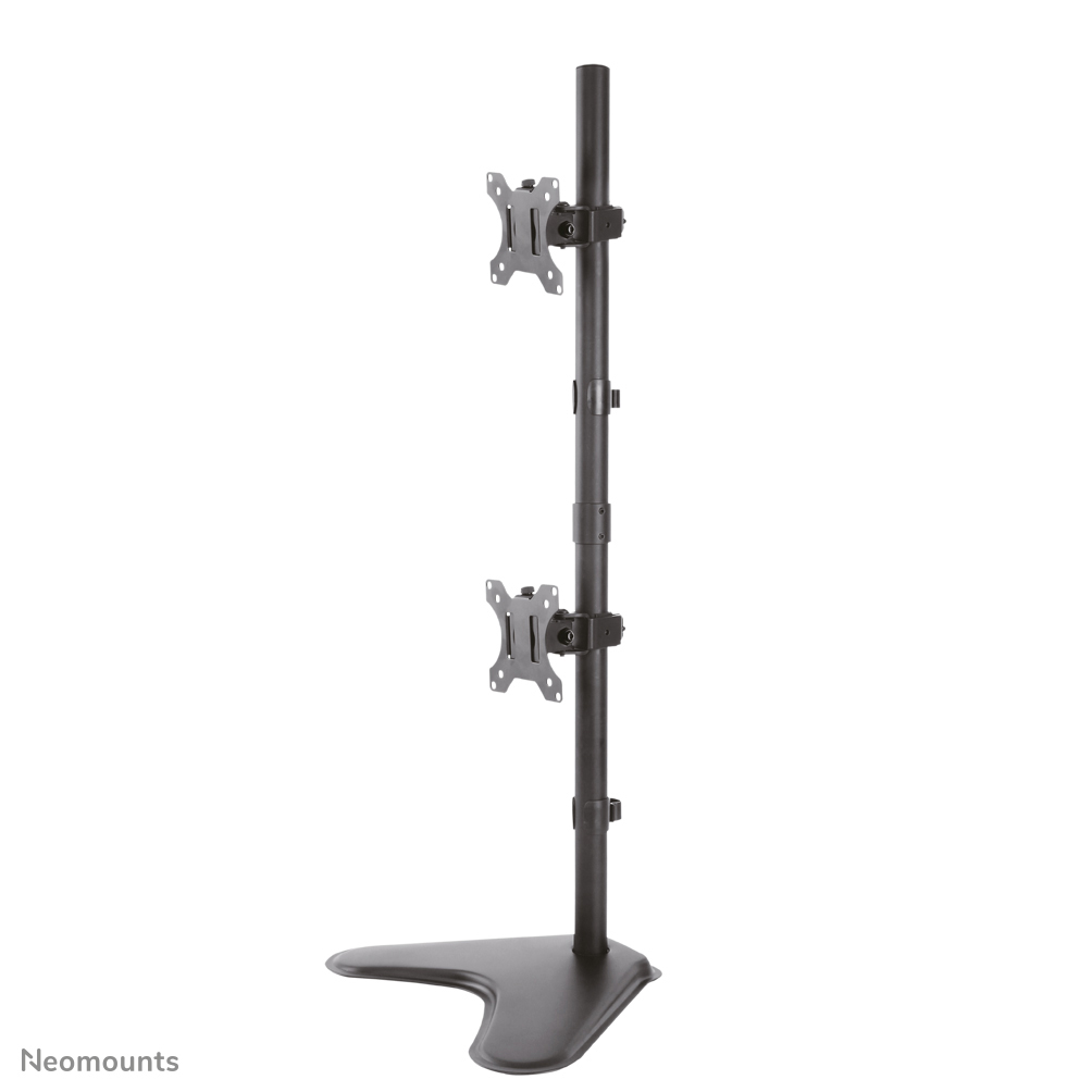 Le support de bureau Neomounts, modèle FPMA-D550DDVBLACK, est un montage inclinable, pivotant et rotatif, pour 2 écrans plats jusqu'à 32".