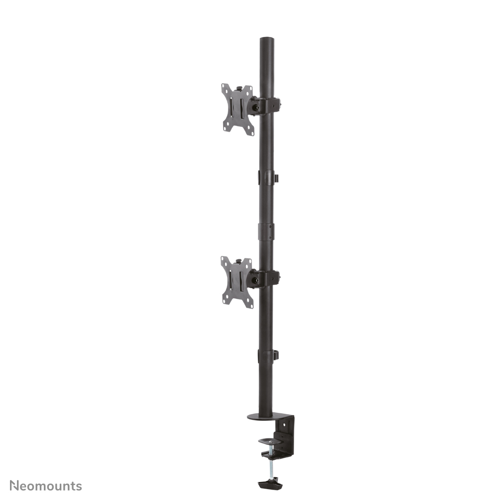 Le support de bureau Neomounts, modèle FPMA-D550DVBLACK, est un montage inclinable, pivotant et rotatif, pour 2 écrans plats jusqu'à 32" - Noir