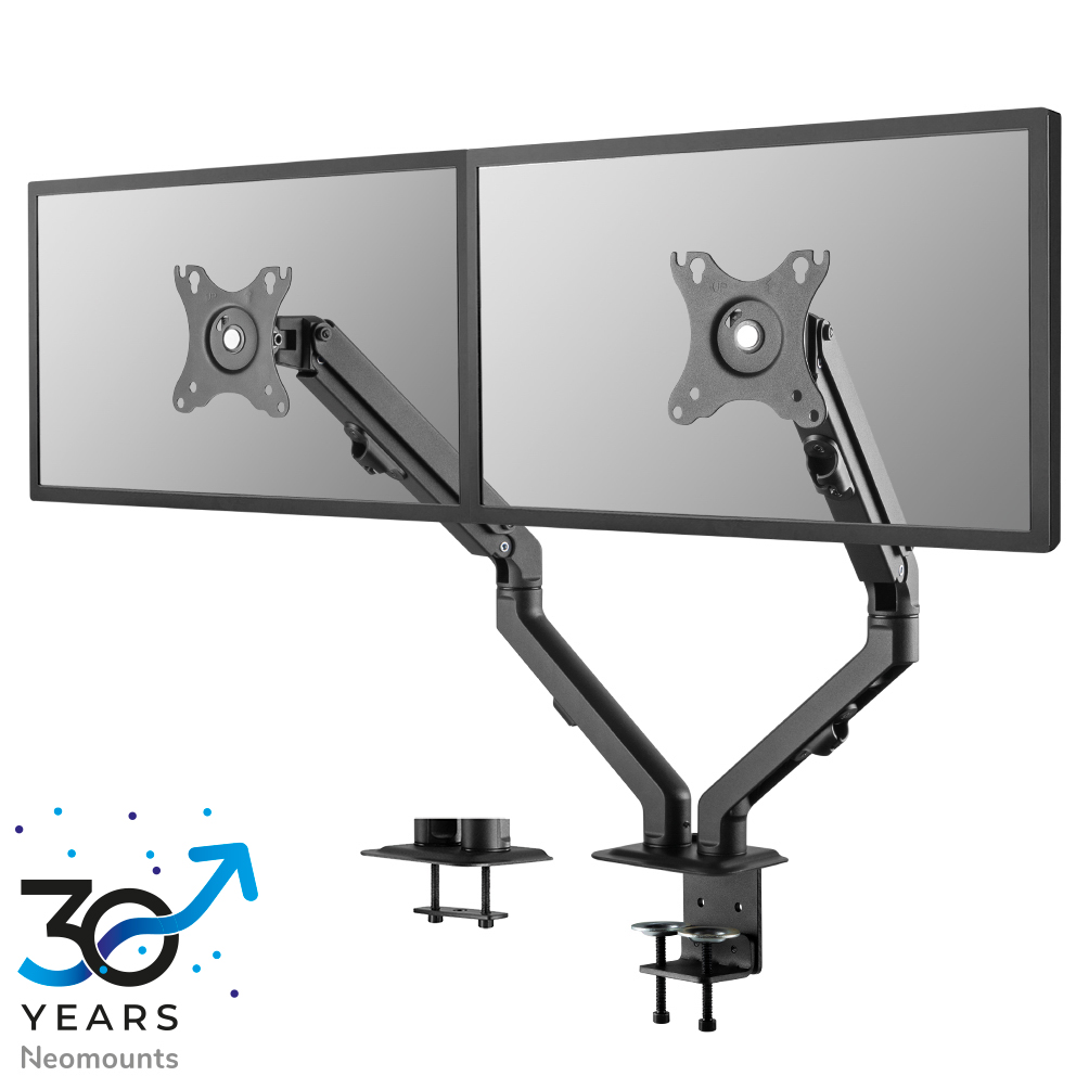 Neomounts FPMA-D650DBLACK Support à fixer pour écran double 17-27" - 2-7 kg/écran - ressort hélicoïdal - noir