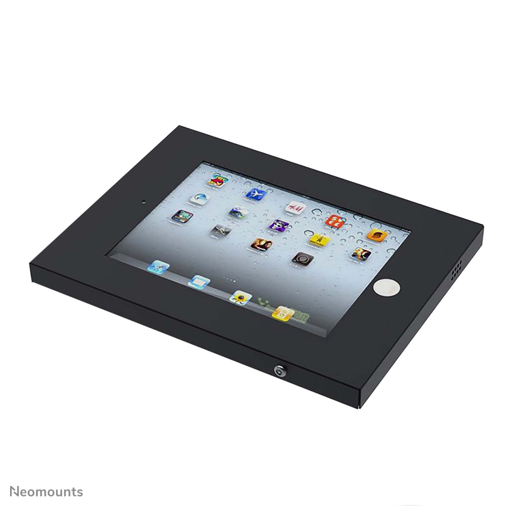 Neomounts IPAD2N-UN20BLACK Support mural pour tablette - max 10 kg - verrouillable (vis de sécurité incluses, cadenas exclu) - VESA 100x100 - adapté pour iPad/iPad Air 9.7" - noir