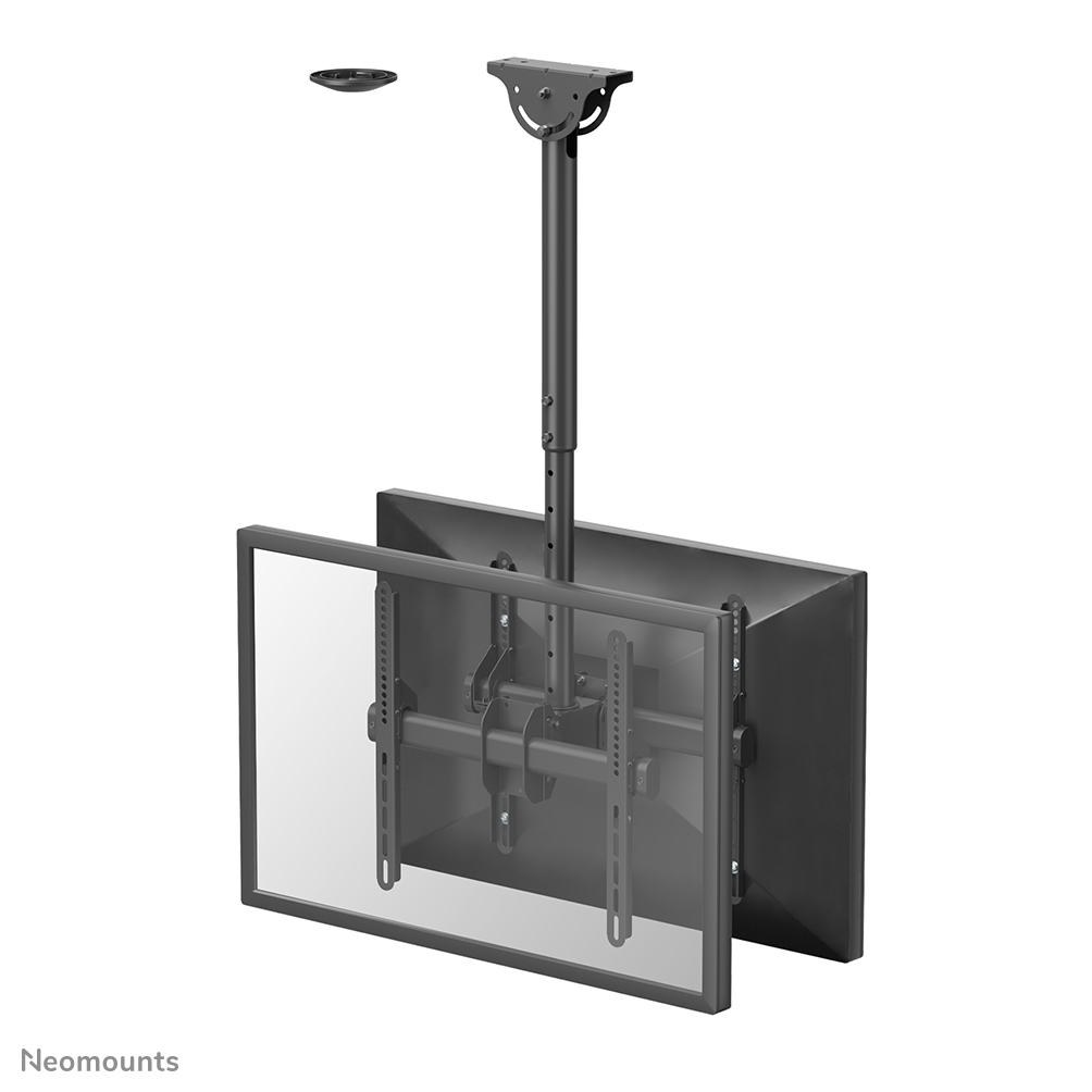 Neomounts NM-C440DBLACK Support de plafond pour 2 écrans 32-60" - max 45 kg/écran - VESA 200x200-400x400 - h56-91 cm - adapté aux plafonds inclinés - noir