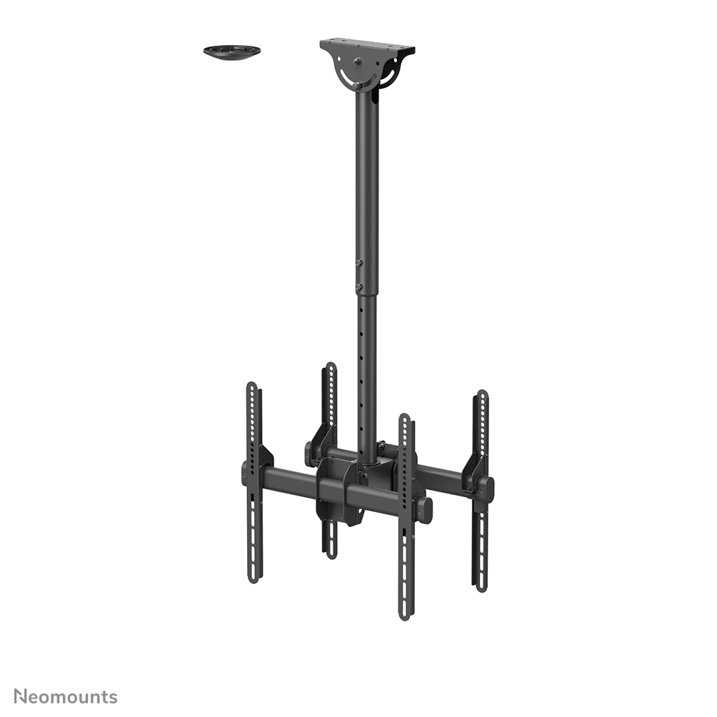 Neomounts NM-C440DBLACK Support de plafond pour 2 écrans 32-60" - max 45 kg/écran - VESA 200x200-400x400 - h56-91 cm - adapté aux plafonds inclinés - noir
