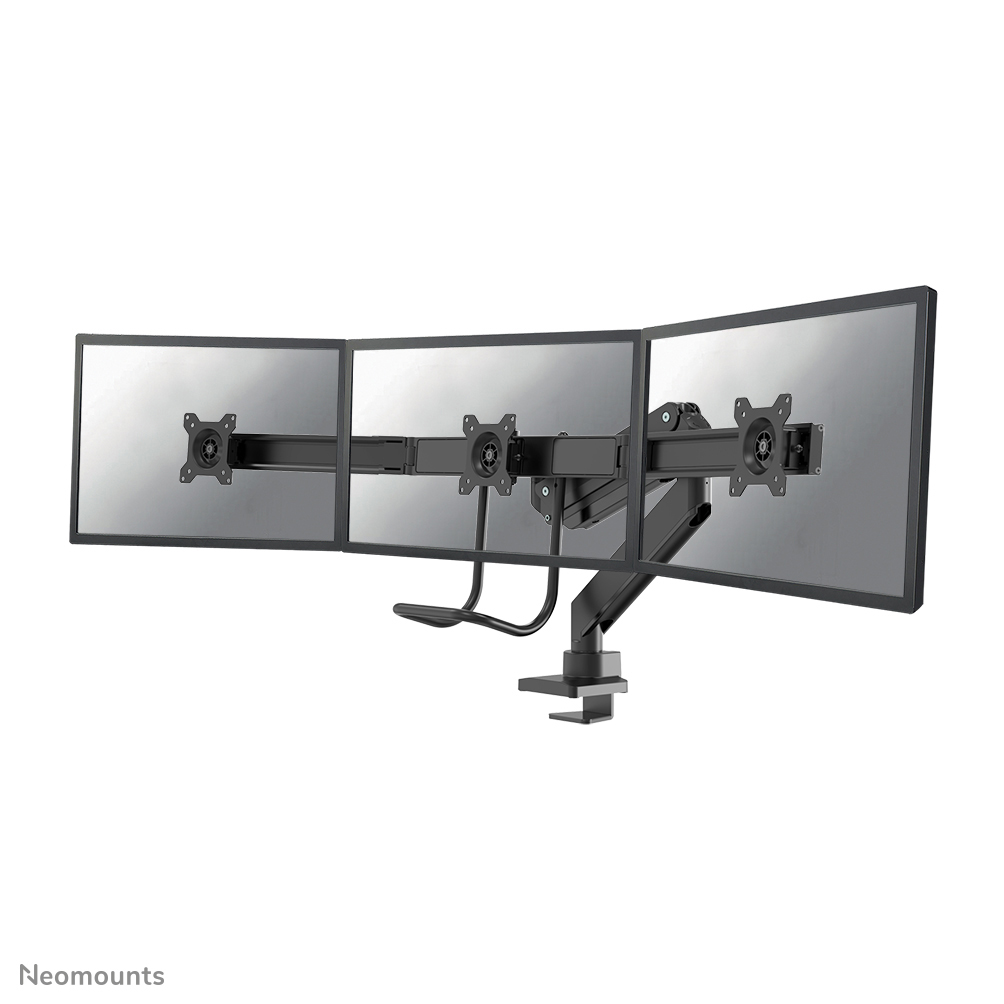 Neomounts NM-D775DX3BLACK Support à fixer pour écran triple avec barre transversale 17-27" - 1-6 kg/écran - ressort à gaz - arrêt 180° - Topfix - noir