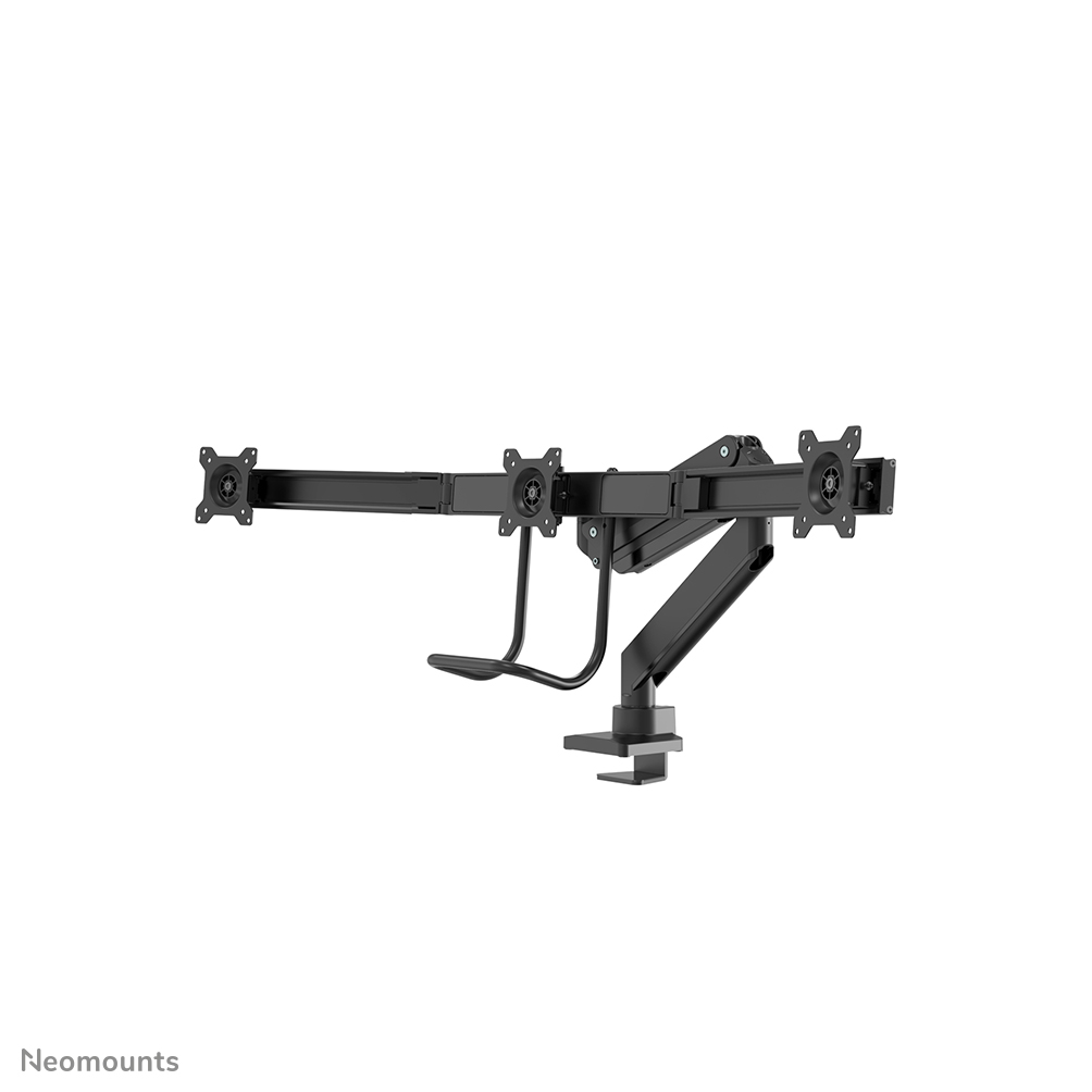 Neomounts NM-D775DX3BLACK Support à fixer pour écran triple avec barre transversale 17-27" - 1-6 kg/écran - ressort à gaz - arrêt 180° - Topfix - noir