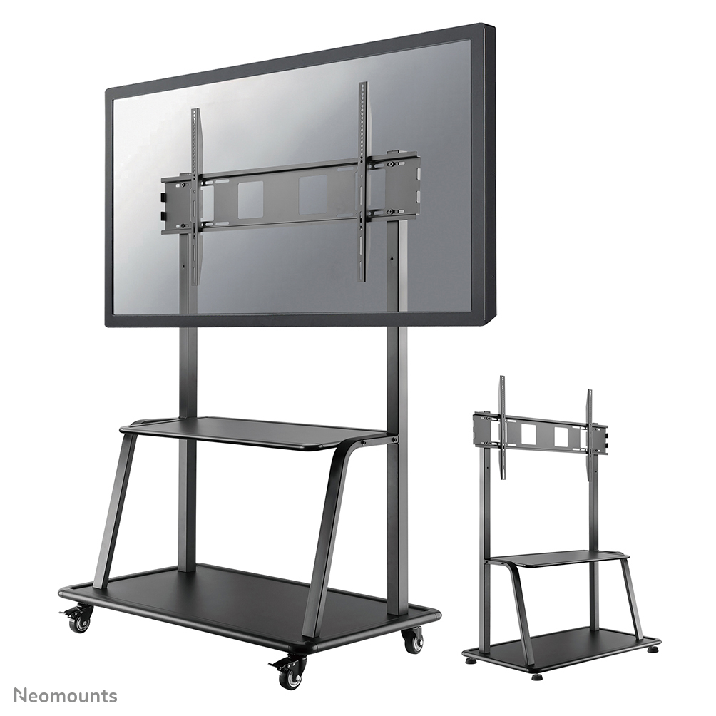 Neomounts NS-M4000BLACK Support au sol pour écran 60-105" - max 150 kg - manuel h131-153 cm - VESA 200x200-1000x600 - étagère multimédia incluse - noir