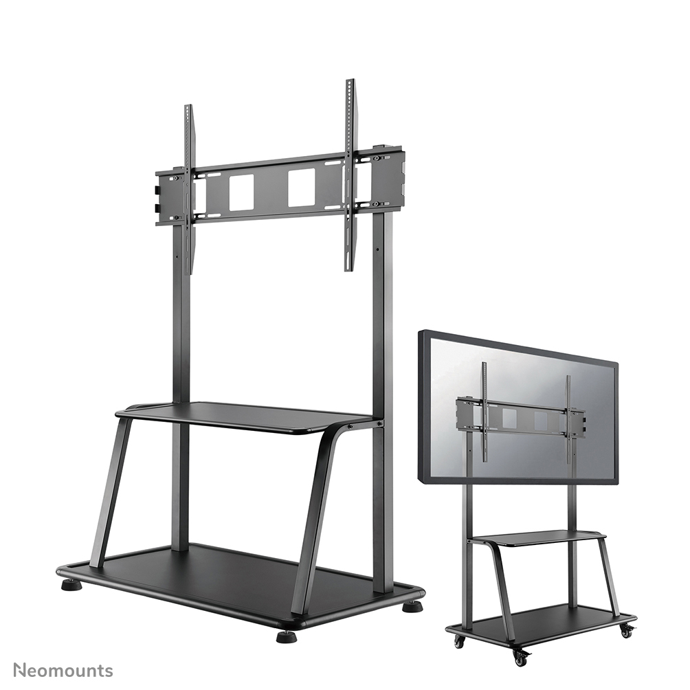 Neomounts NS-M4000BLACK Support au sol pour écran 60-105" - max 150 kg - manuel h131-153 cm - VESA 200x200-1000x600 - étagère multimédia incluse - noir