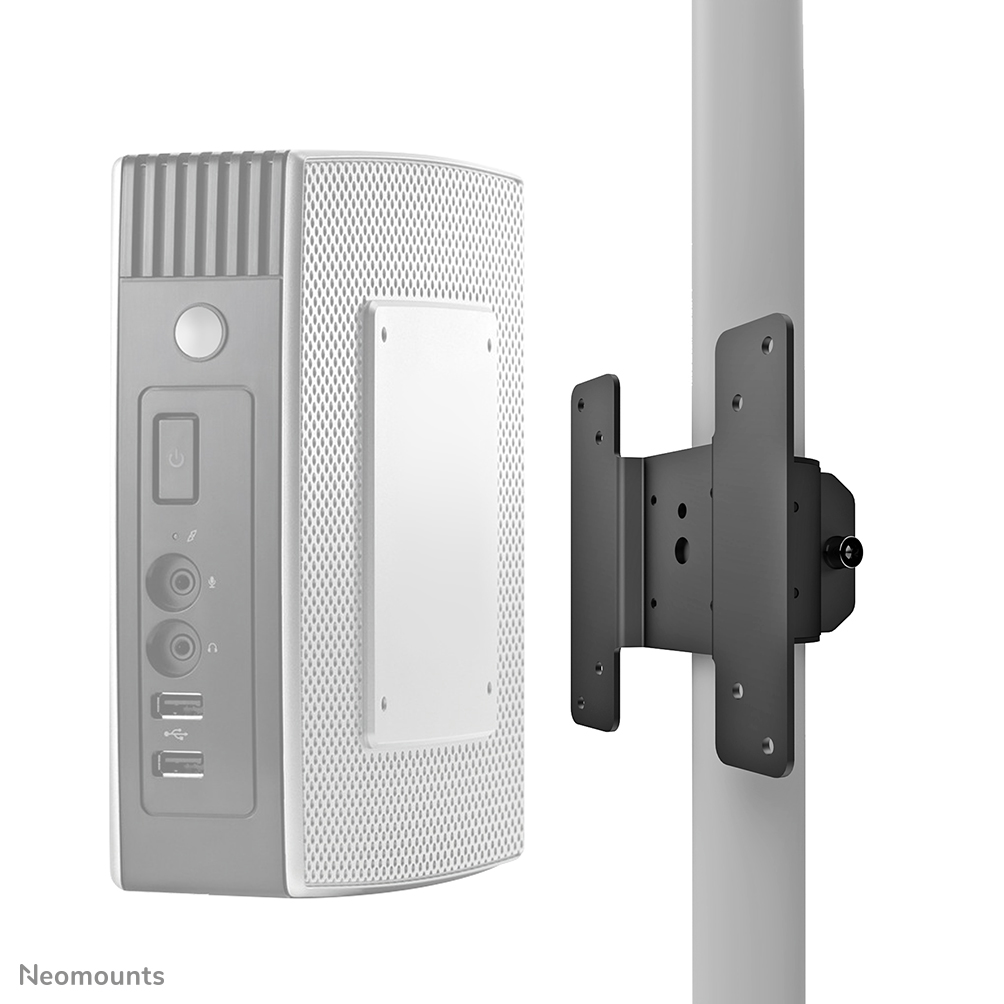 Le support pour client léger Neomounts by Newstar, modèle THINCLIENT-05, permet de monter un poste de travail tout simplement à un bras de moniteur.