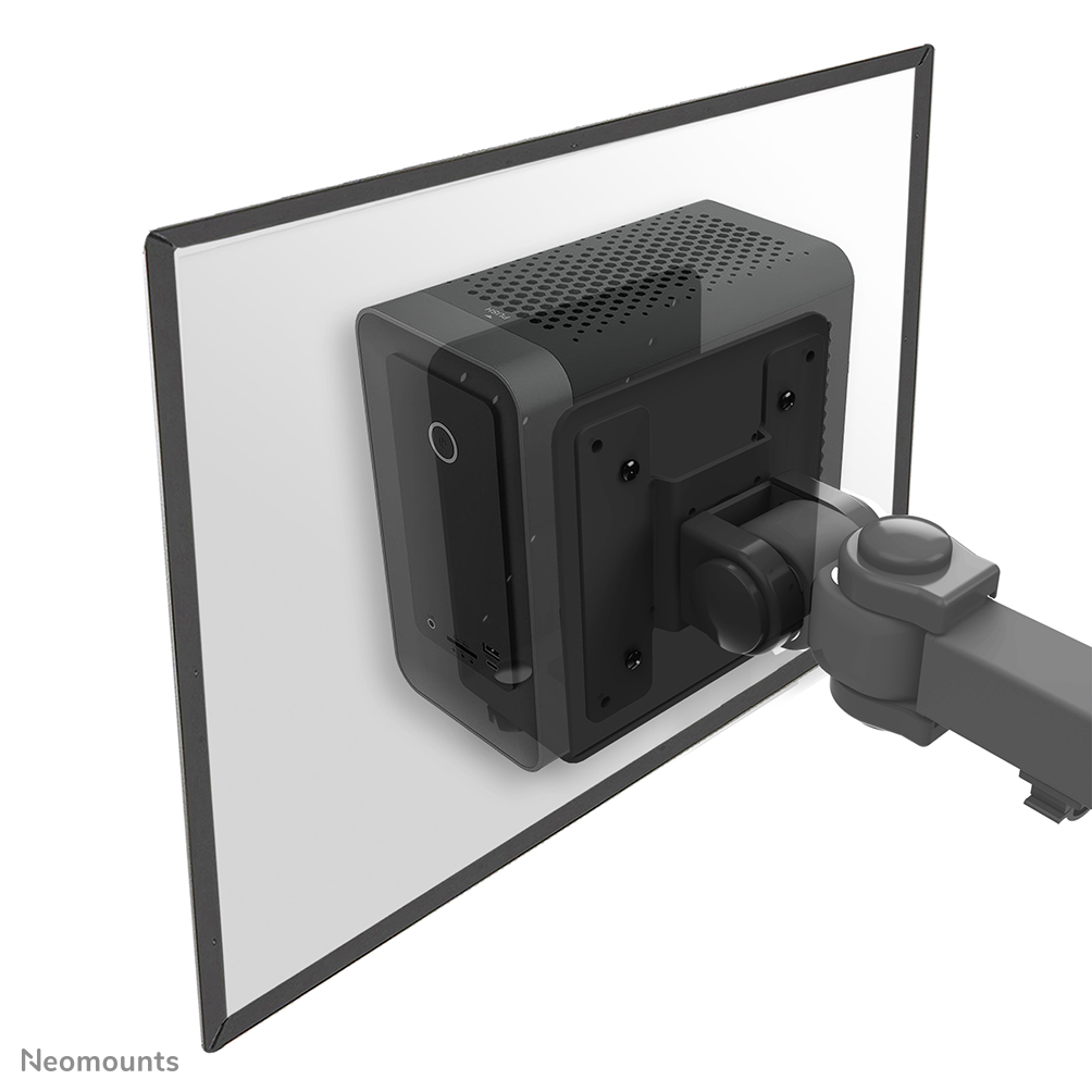 Le support pour client léger Neomounts by Newstar, modèle THINCLIENT-20, permet de monter un poste de travail tout simplement à un bras de moniteur.