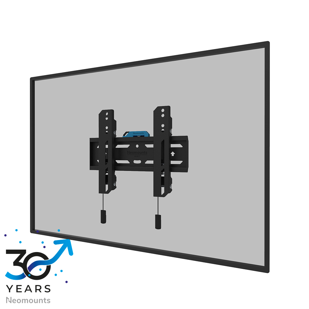 Neomounts LEVEL-850 WL30S-850BL12 Support mural fixe pour écran 24-65" - max 40 kg - VESA 50x50-200x200 - p3,3 cm - ajustement du niveau - verrouillable (avec vis de sécurité, sans cadenas) - installation rapide - gabarit de fixation inclus