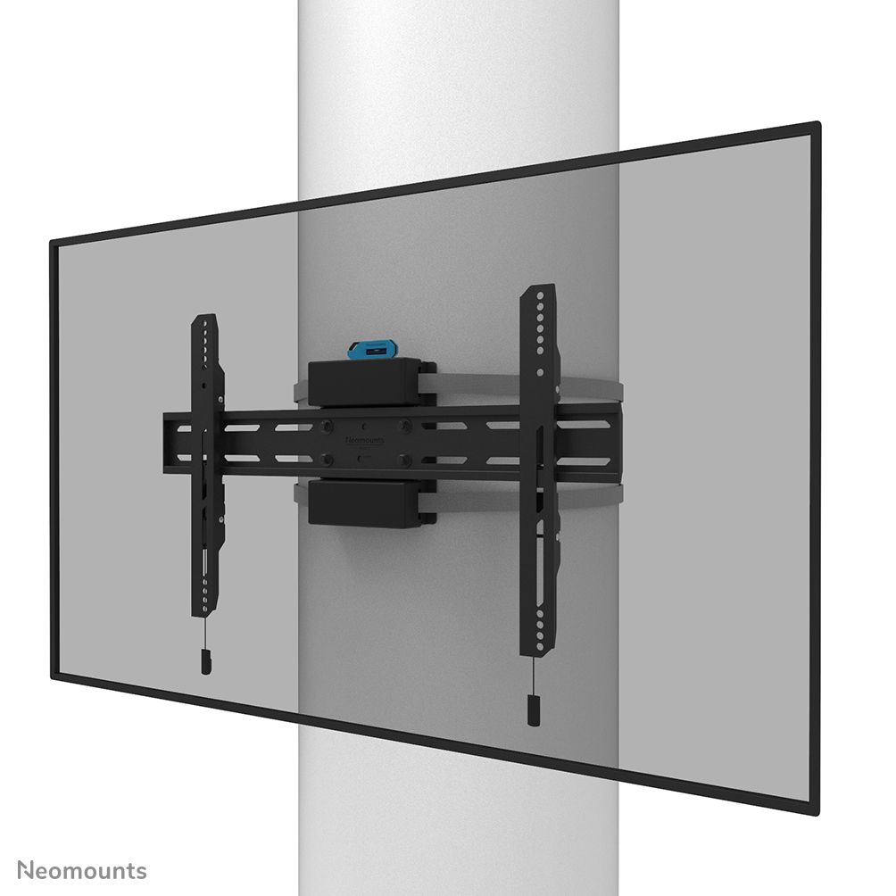 Neomounts WL30S-910BL16 Support de pilier fixe pour écran 40-75" - max 50 kg - VESA 200x100-600x400 - adapté pour Ø 25-100 cm - p6,7 cm - ajustement du niveau - verrouillable (vis de sécurité incluse, cadenas non inclus) - noir