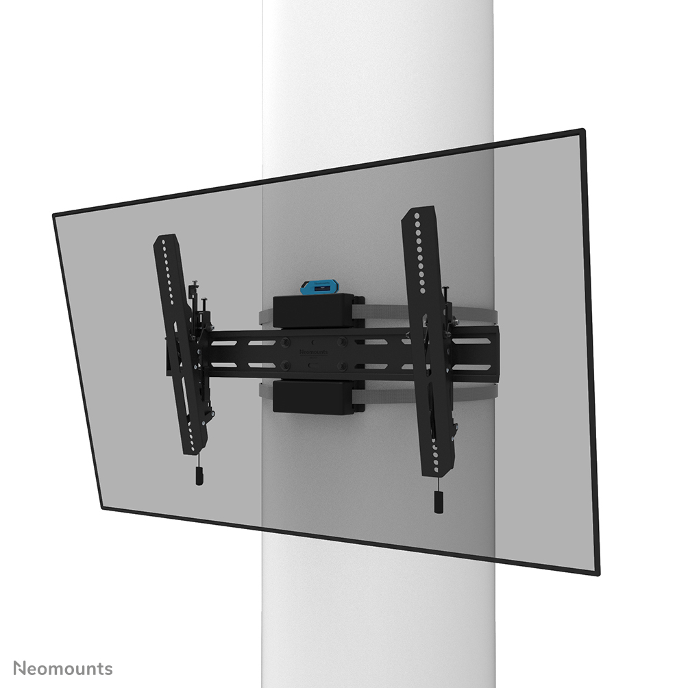 Neomounts WL35S-910BL16 Support de pilier inclinable pour écran 40-75" - max 50 kg - VESA 300x100-600x400 - adapté pour Ø 25-100 cm - p6,9 cm - ajustement du niveau - verrouillable (vis de sécurité incluse, cadenas non inclus) - noir